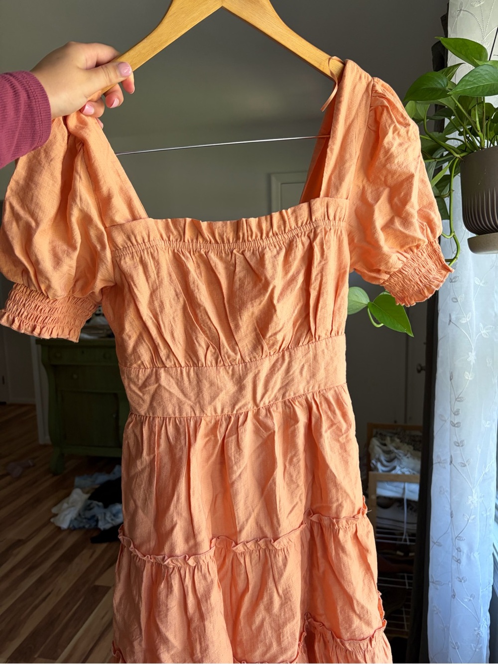 Pepper Peach Tiered Puff Sleeve Summer Dress